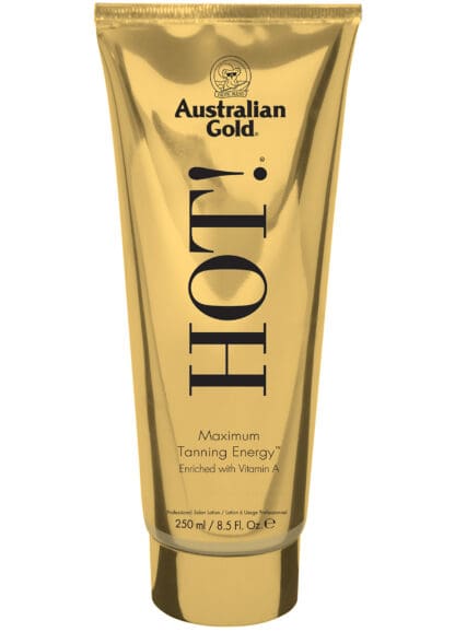 Australian Gold tanning lotion in gold tube.