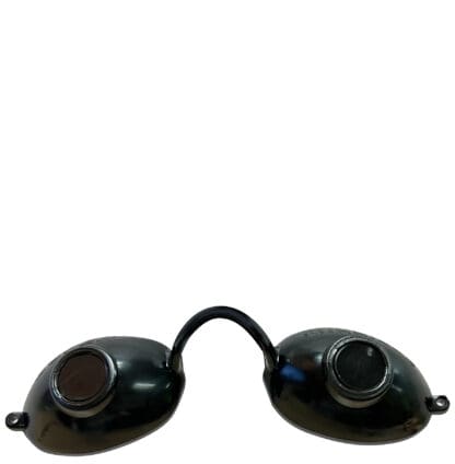 Black safety glasses with lenses.