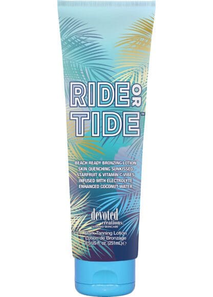 Ride or Tide dark tanning lotion.