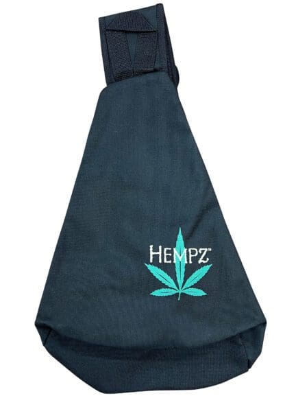 Black hempz sling bag with leaf logo.