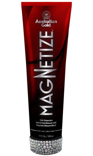 Tube of australian gold magnetize 25th dimension exotic dark bronzer tanning lotion.