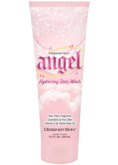 Pink bottle of Angel hydrating body wash.