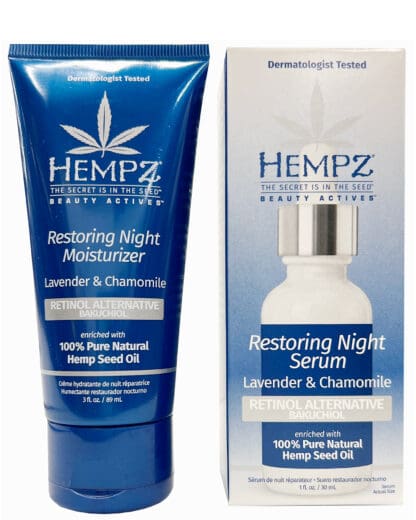 Hempz restoring night moisturizer and serum.