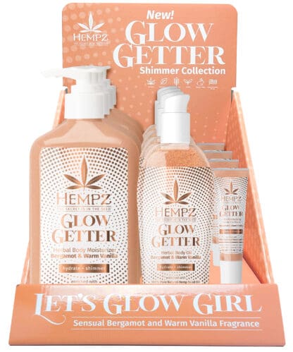 Hempz Glow Getter shimmer body lotion.