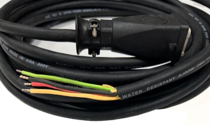 Extension cord with black and colored wires.