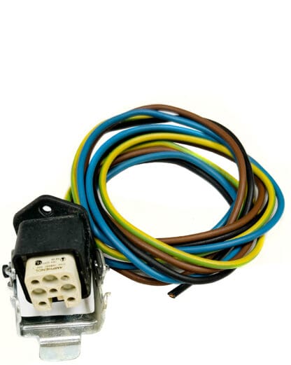 Electrical connector with multicolored wires.